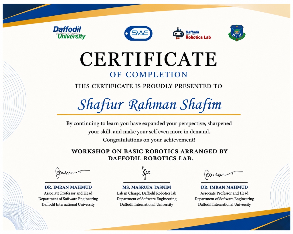 Workshop on Basic Robotics Certificate